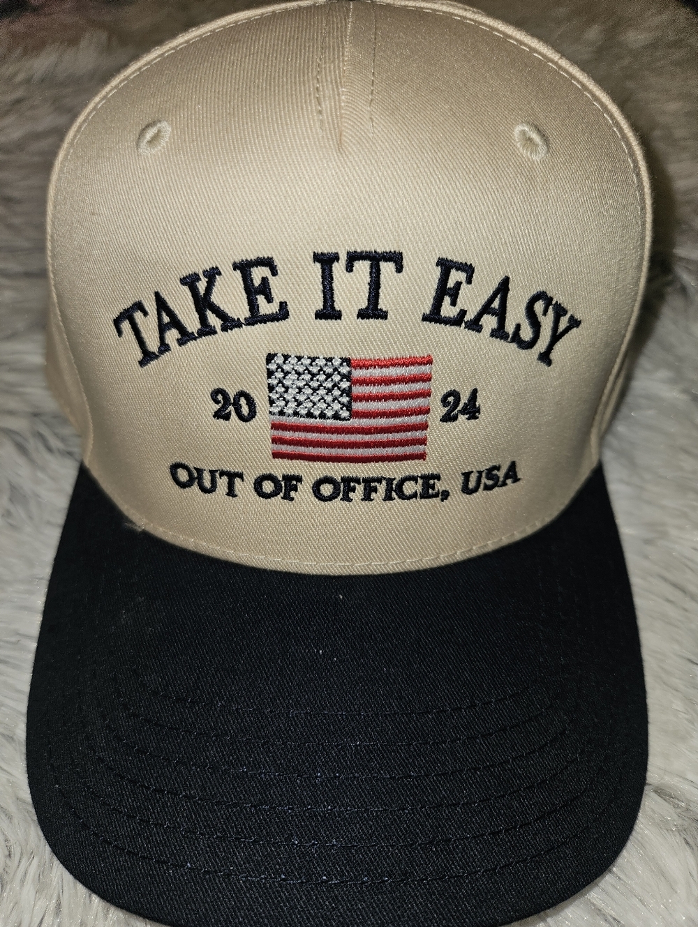 Kenz Kustomz “Take It Easy” 2024 USA Hat Otto Cap Beige Navy Snapback